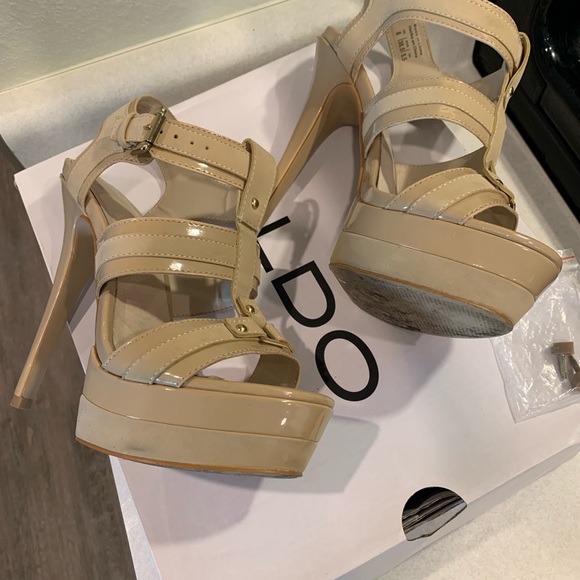 Nude suede platform pumps from ALDO. Used mildly. - Picture 2 of 16